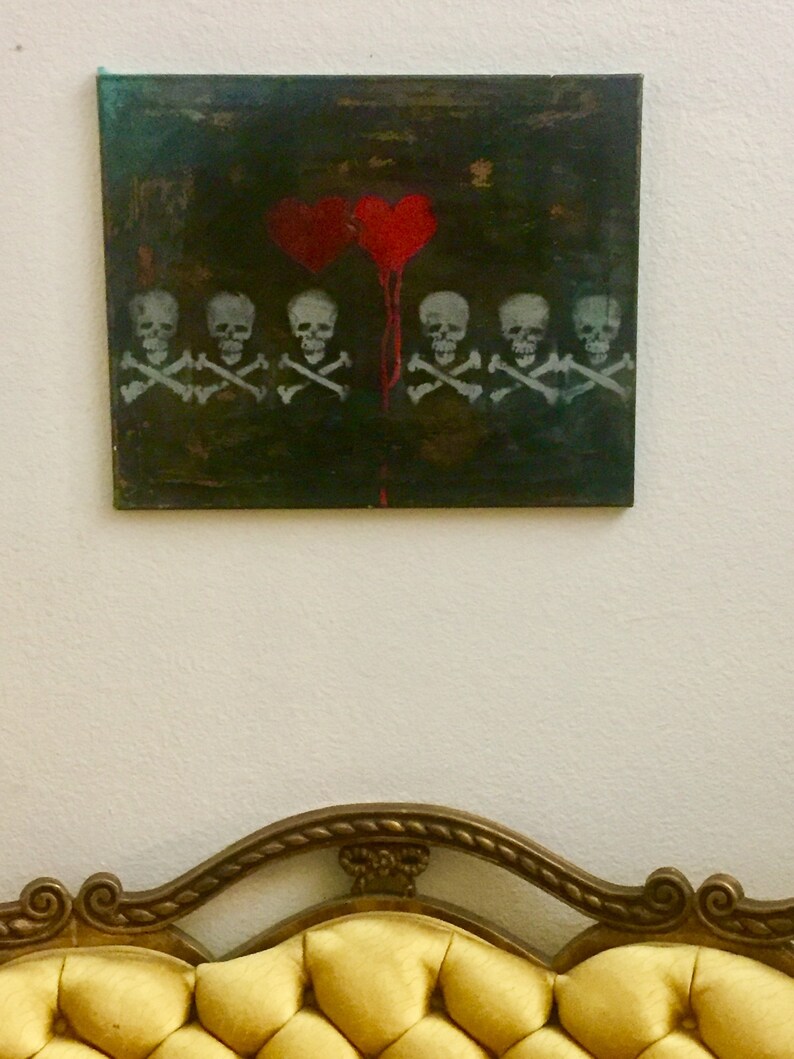 Skull and Heart Abstract Original Spraypaint Art by Shannon Ruther image 2