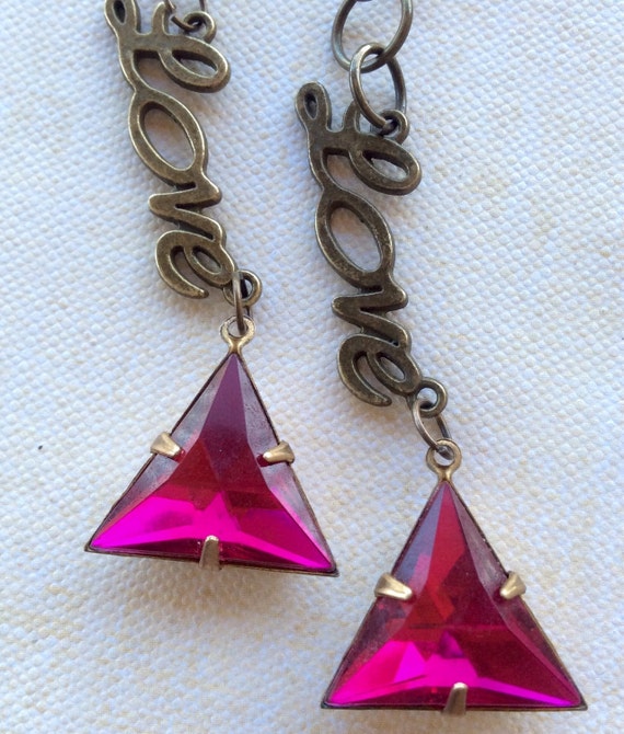 Jewelry, Earrings, Vintage Earrings, Swarovski Earrings, Pink Crystal Earrings, Art Deco Earrings
