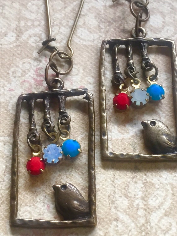 Bird Earrings, Vintage Swarovski Earrings, Crystal Earrings, Antique Earrings, Vintage Earrings, Earrings for Women