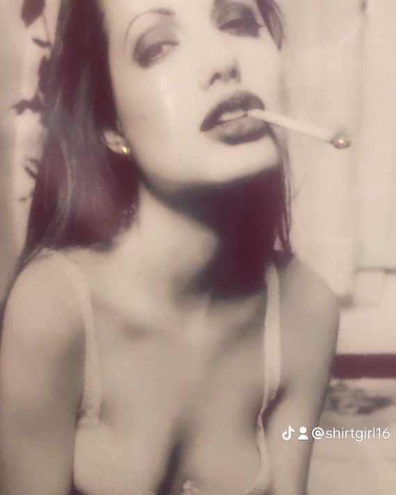 Handmade Angelina Jolie Smoking T-Shirt