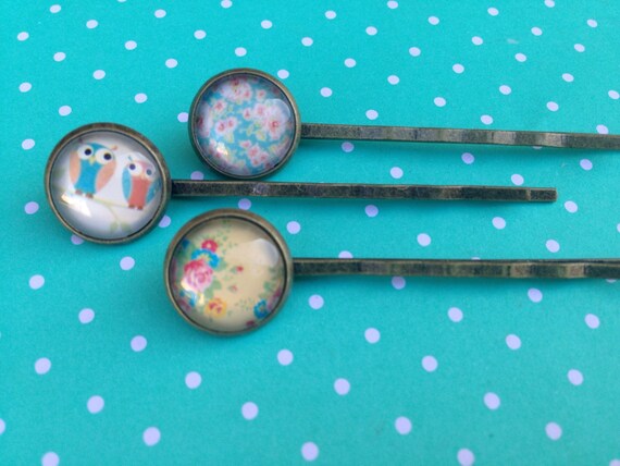 Best Hair Pins, Bobby Pins, Rose Flower Cabochon Hair Bobby Pins
