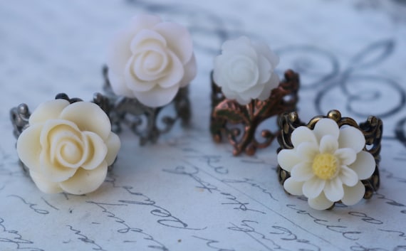 Handmade Rose Cab Ring for Women, Statement Rings, Flower Ring for Women, Adjustable Ring, Steampunk Ring, Victorian Ring, Romantic Ring