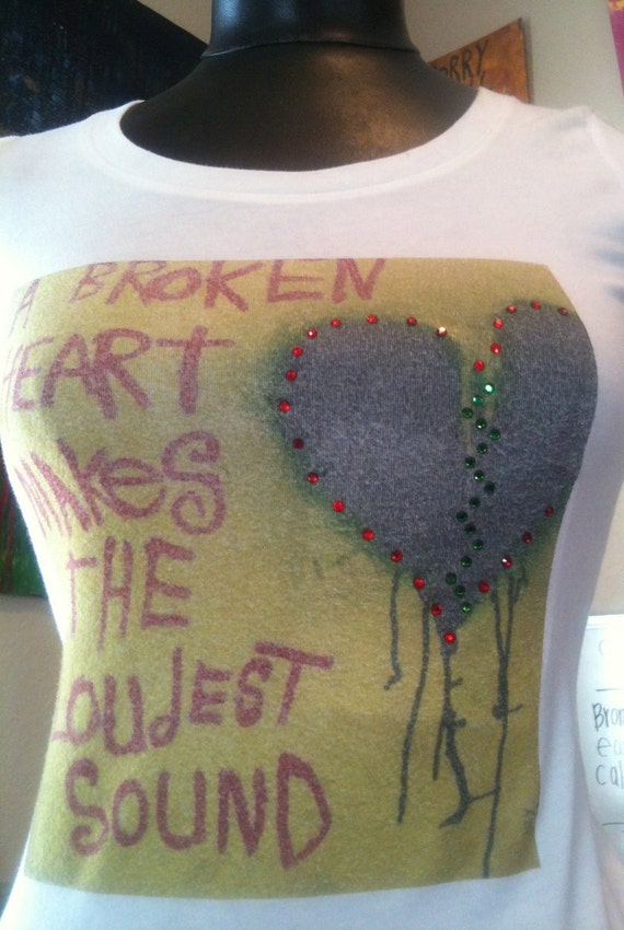 Clothing Womens T-Shirts Word Art by Nay Arts of Las Vegas Broken Heart