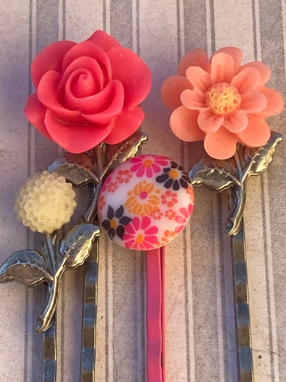 Handmade Flower Bobby Pins for Her