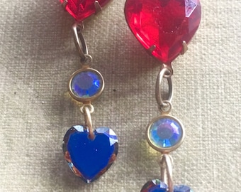 Handmade Red Heart Dangle and Drop Earrings for Women