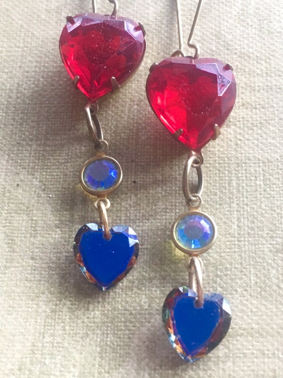 Handmade Red Heart Dangle and Drop Earrings for Women