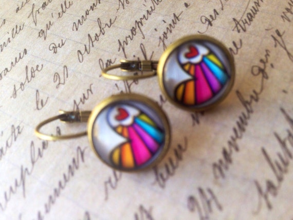 Rainbow Dangle and Drop Earrings for Women, 3D Resin Earrings, Rainbow Earrings