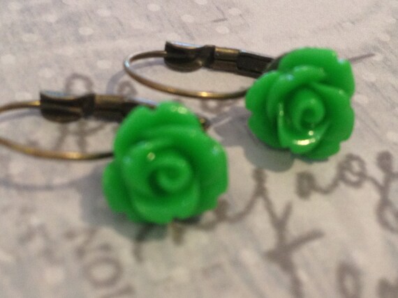 Jewelry, Earrings, Rose Earrings, Flower Earrings, Cabochon Earrings, Dangle and Drop Earrings, Vintage Style Earrings, Earrings for Women