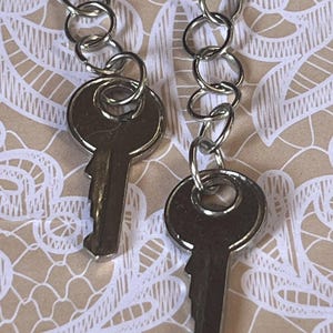 Handmade Silver Metal Key Earrings for Women