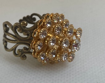 Handmade Rare Vintage Swarovski Statement Ring for Women