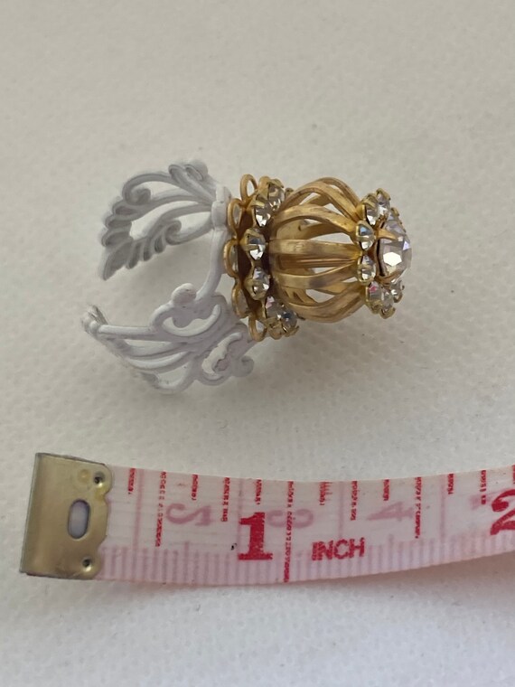 Filigree Statement Ring: Gold Birdcage Swarovski … - image 2