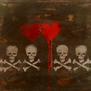 Skull and Heart Abstract Original Spraypaint Art by Shannon Ruther image 1