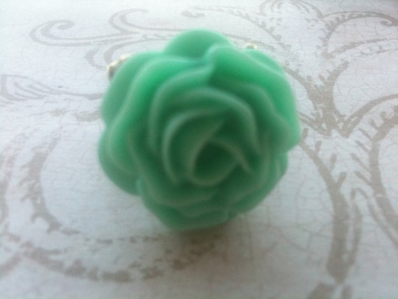 Rose Ring, Adjustable Rose, Mint Green Rose Ring, Vintage Style Ring