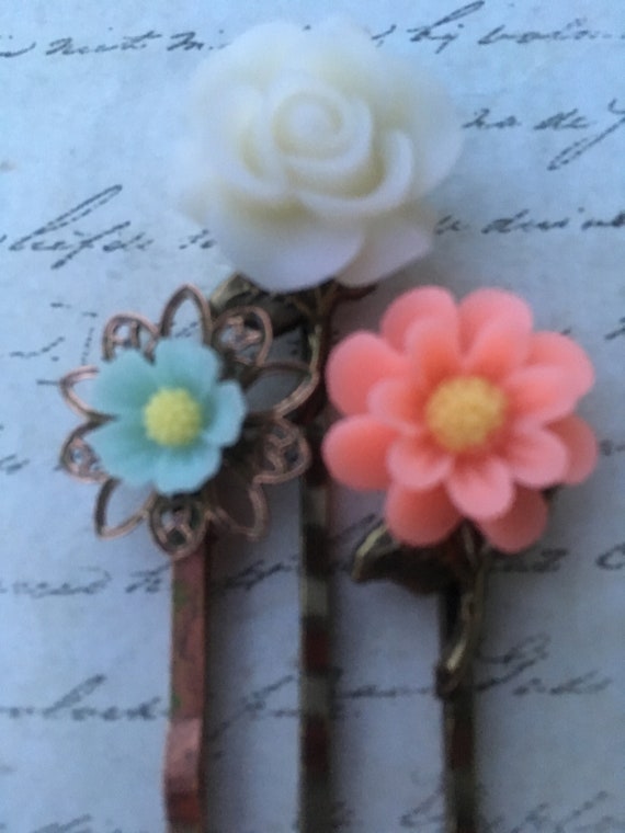 Handmade Flower Bobby Pins for Hair