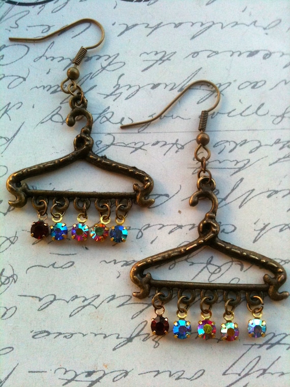 Handmade Vintage Swarovski Crystal Hanger Earrings for Women