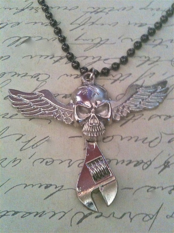 Handmade Winged Skull Necklace for Men