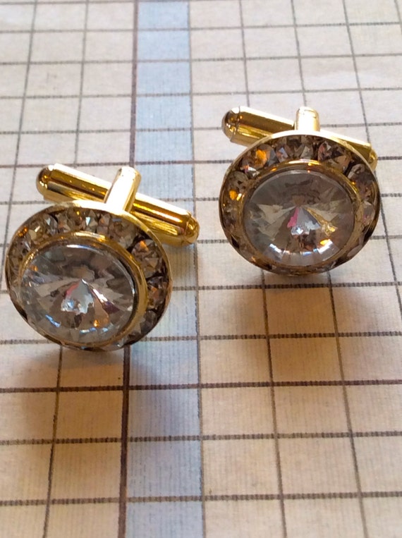 Cufflinks for Men, Vintage Accessories For Men, Crystal Cufflinks, Fancy Mens Cufflink, Vintage Swarovski Crystal Cufflinks
