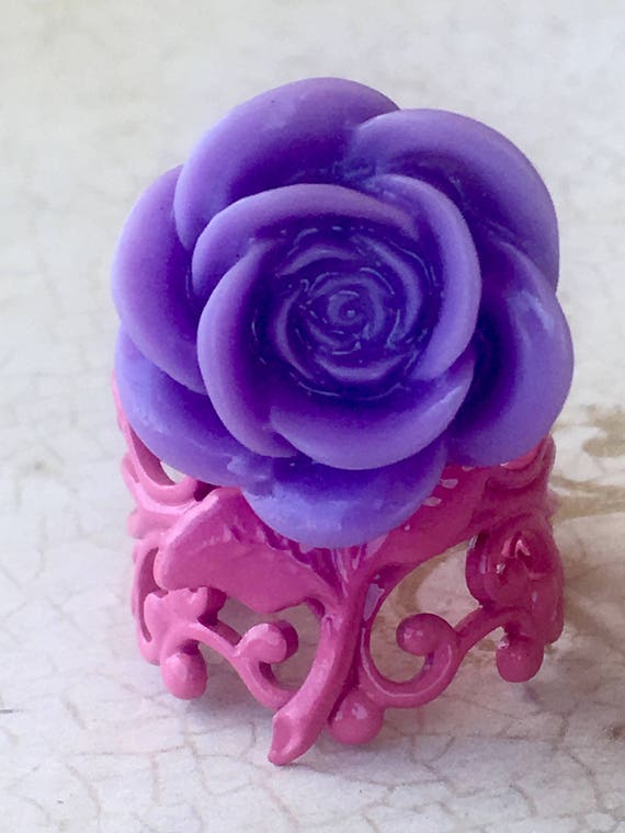 Adjustable Ring, Rose Ring, Steampunk Ring, Victorian Ring, Romantic Ring, Turquois Ring, Rose Ring, Cabochon Ring