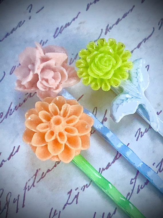 Handmade Floral Bobby Pin Set for Women