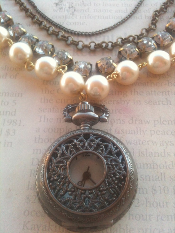 Jewelry Necklace Pocketwatch Steampunk Vintage Victorian Romantic Inspired Pocketwatch Necklace for Women