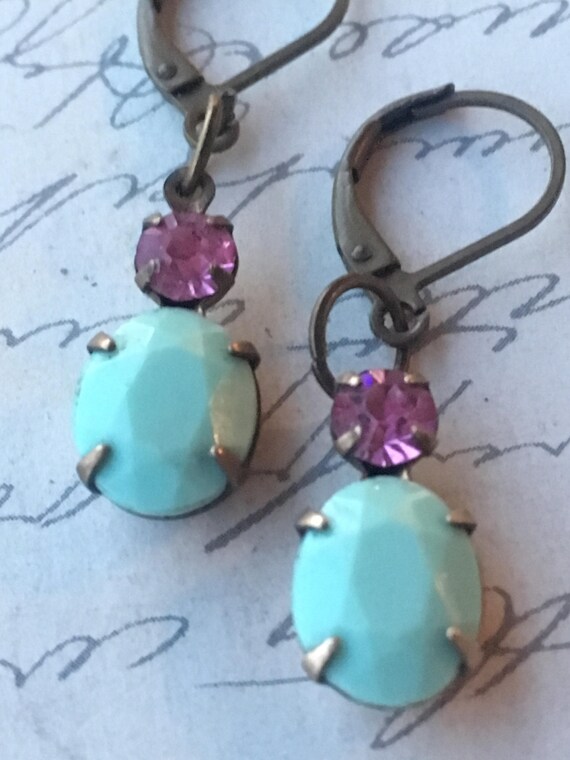 Earrings for Women, Swarovski Earrings, Crystal Earrings, Aurora Borealis Earrings, Vintage Jewelry, Vintage Earrings