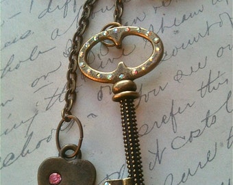 Handmade Key to my Heart Vintage Key Necklace