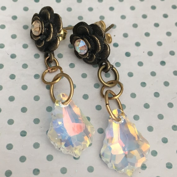 Dangle and Drop Earring, Swarovski Earrings for Women, Vintage Earrings, Antique Jewelry, Art Deco Earrings, Crystal Earrings, Vintage
