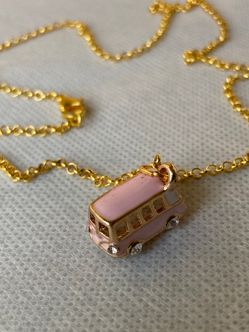 Jewelry 60\u2019s Necklace Retro Jewelry Pendant Necklace Handmade VW Bus Pendant Necklace Blue Charm Necklace
