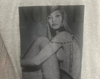 Handmade Gigi Hadid T-Shirt for Women with Authentic Swarovski Crystals