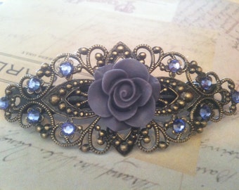 Purple Rose Hair Barrette for Women