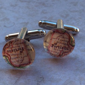 Pak en stropdas, sieraden, manchetknopen voor mannen, cuff links & tie clips, Map Cufflinks, City, Wedding Cufflinks, Accessoires voor Mannen, Unisex