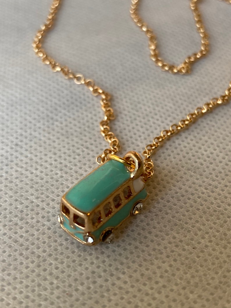 Jewelry 60\u2019s Necklace Retro Jewelry Pendant Necklace Handmade VW Bus Pendant Necklace Blue Charm Necklace
