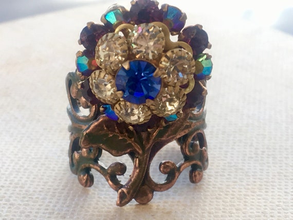 Swarovski Flower Ring, Rings for Women , Vintage Rings, Unique Rings, Crystal Rings, Flower Rings, Ring, Handmade Ring, Adjustable Ring