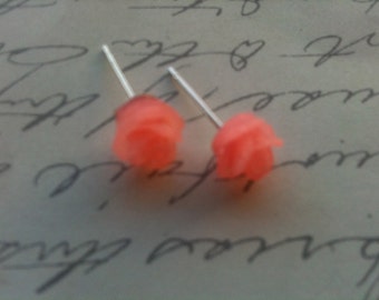 Handmade Peach Rose Earrings for Women