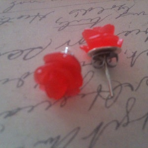 Red Rose Flower Earrings for Women image 1