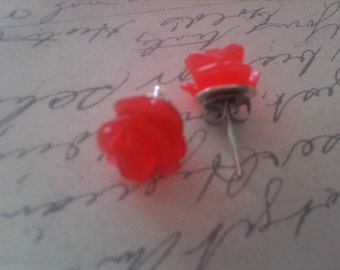 Red Rose Flower Earrings for Women