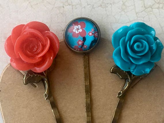 Bobby Pins, Hair Accessories, Flower Bobby Pins, Hair Pins, Flower Hair Pins, Rose Bobby Pin