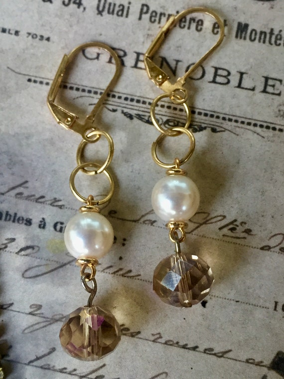 Handmade Dangle & Drop Earrings, Vintage Style Earrings, Pearl and Bead Earrings, Earrings for Women, Vintage Earrings, Wedding Jewelry