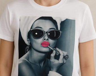 Handmade T-Shirt for Women with Swarovski Crystal Rhinestones