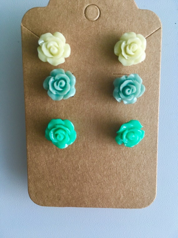 3 Piece Rose Flower Earring Set for Women