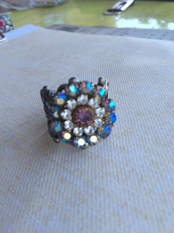 Handmade Adjustable Swarovski Flower Statement Ring for Women