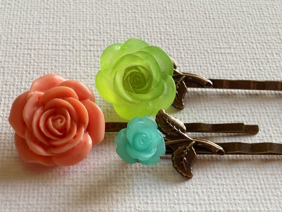 Bobby Pins, Hair Accessories, Flower Bobby Pins, Hair Pins