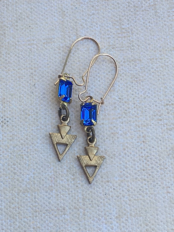 Art Deco Earrings, Earrings for Women, Dangle and Drop Earrings, Swarovski Earrings, Blue and White Earrings, Vintage Earrings