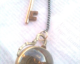 Handmade Key and Watch Necklace for Her