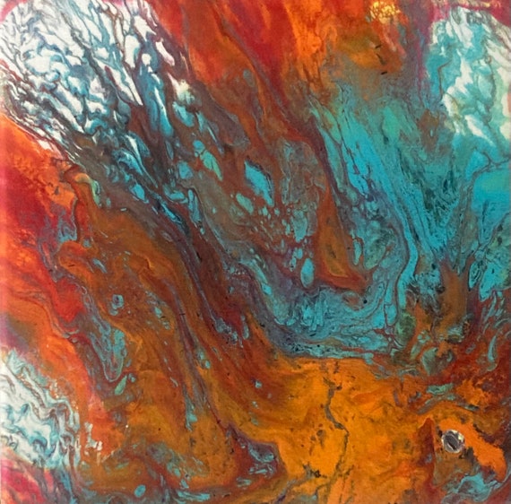 Handmade Acrylic Pour Painting Galaxy Collection by Shannon Ruther