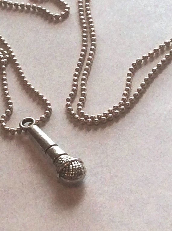 Handmade Silver Microphone Necklace