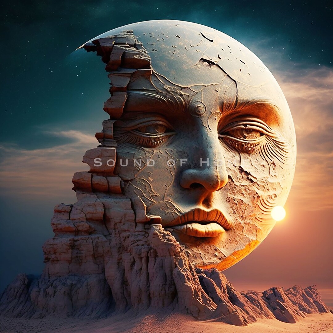 Ancient Moon Face Wall Art Moon Face Art Printable Wall Art Etsy