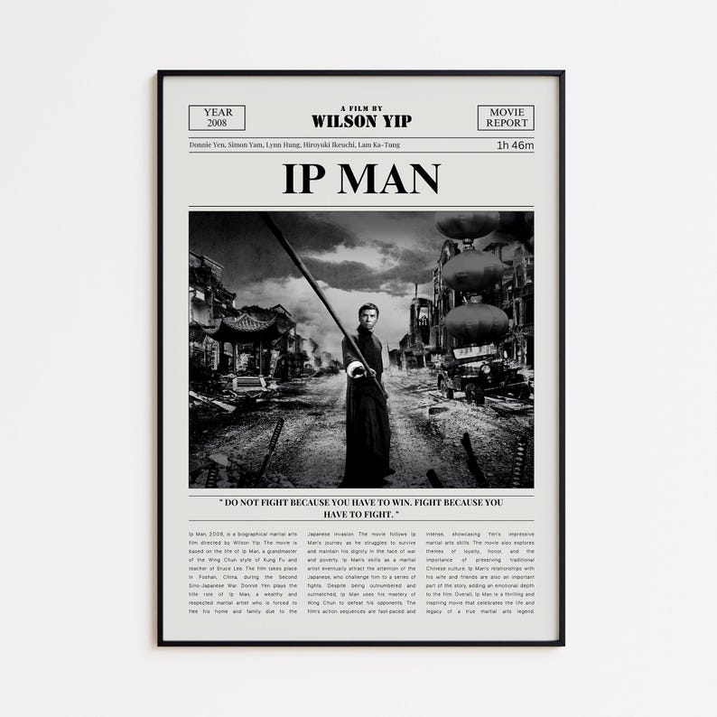 Póster de la película Ip Man, Donnie Yen, Impresión retro de periódico ...