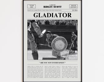 グラディエーター映画ポスター、ラッセル・クロウ、レトロな新聞映画プリント、カスタム映画ウォールアート