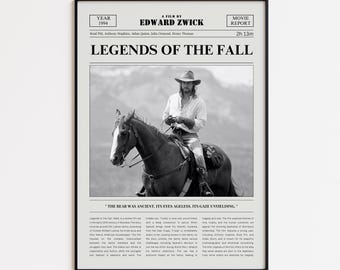 Legends of the Fall filmposter, Brad Pitt, retro print op krantenfilm, custom filmkunst aan de muur